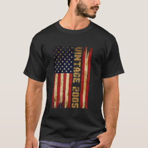 T-shirt 20 ans Vintage 2005 Drapeau américain 20e annivers
