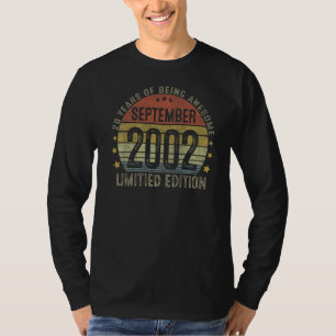 T-shirt 20 Ans Vintage 20 Anniversaire Septembre 2002