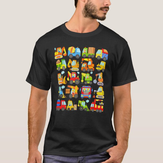 T-shirt 20 véhicules de construction pelleteuses camions c (Devant)