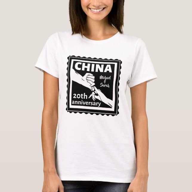 T-shirt 20e anniversaire de mariage traditionnel chinois (Devant)