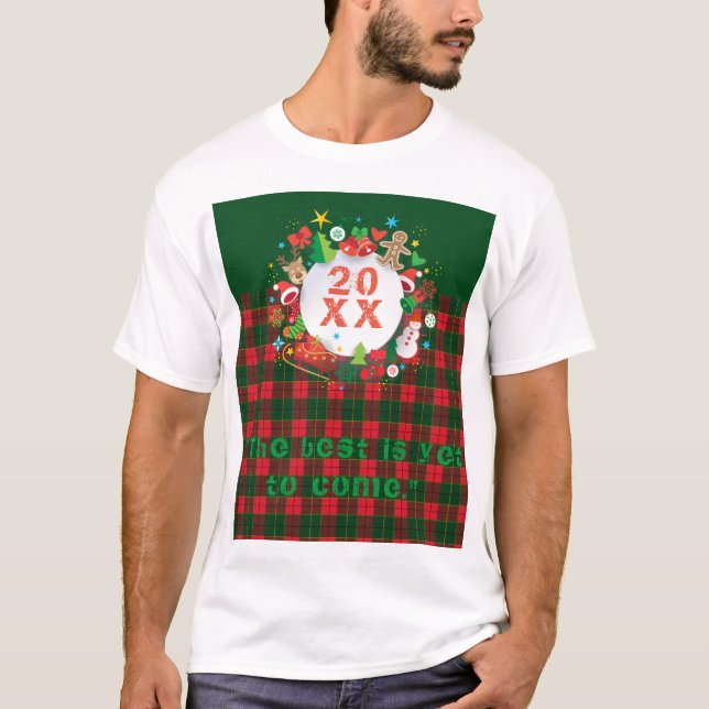 T-shirt 20XX Bonne année! Motif écossais (Devant)