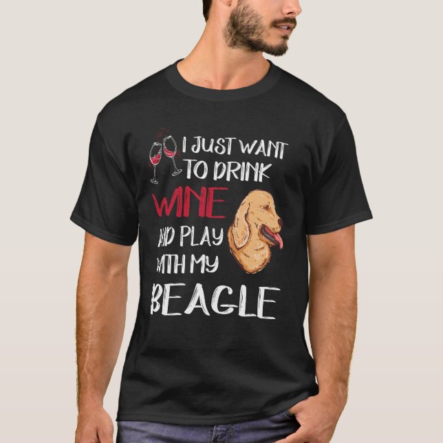T-shirt 216 Boire Du Vin Et Jouer Avec Mon Beagle (Devant)