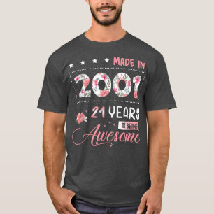T-shirt 21 ans 21e anniversaire Né en 2001 Femme Fille