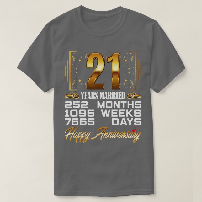 T-shirt 21 ans mariés Funny 21e anniversaire de Mariage (Design devant)