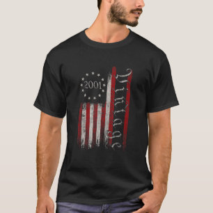 T-shirt 21 ans Vintage 2001 Drapeau américain 21e naissanc