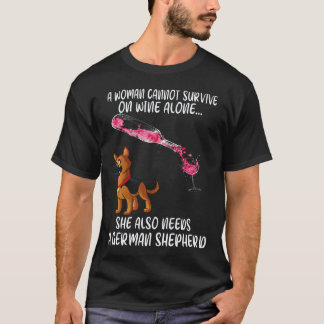 T-shirt 21 Une femme ne peut survivre avec du vin seul Ell