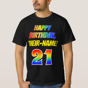T-shirt 21e anniversaire — Bold, Fun, Rainbow 21, Nom pe