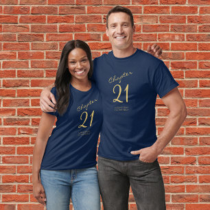 T-shirt 21e Anniversaire Gold Script Blue