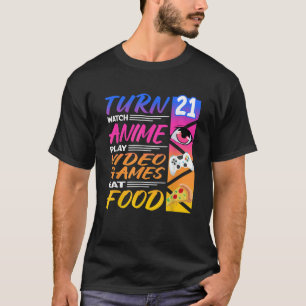 T-shirt 21e anniversaire I Manga I Gamer I 90s Kawaii Pizz