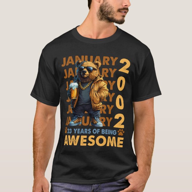 T-shirt 23 Ans Awesome Cool Ours Depuis Janvier 2002 (Devant)