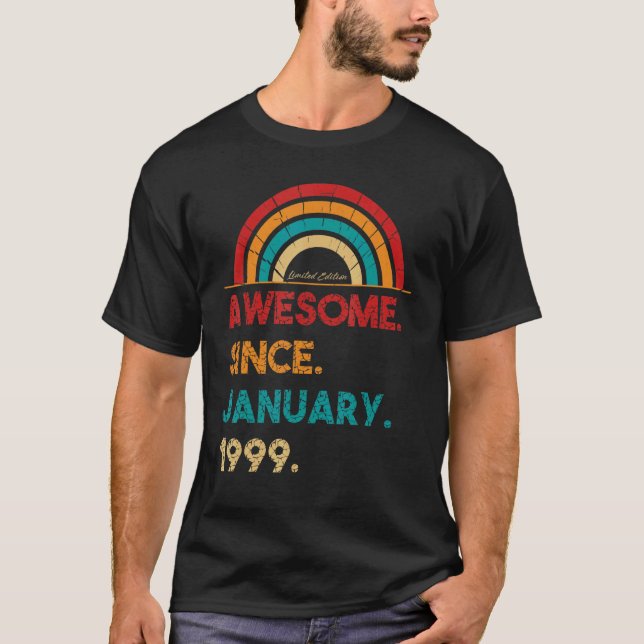 T-shirt 24 Ans Awesome Depuis Janvier 1999 24e Naissance (Devant)