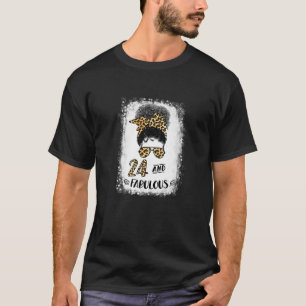 T-shirt 24 Ans Vieux Léopard Fille Et Fabuleux 24ème Anniv