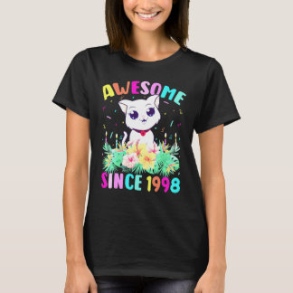 T-shirt 24 Years Old Girl Cat Lover Awesome Since 1998 24t