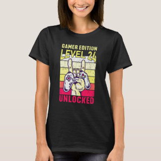 T-shirt 24th Birthday Video Gamer Edition Level 24 Unlocke