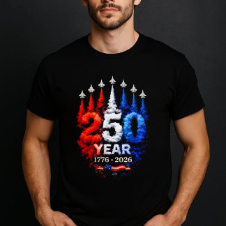T-shirt 250 Ans Fumée Jets Bleu Blanc Rouge USA