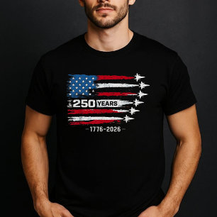 T-shirt 250 Ans USA Jets Patriotique Rouge Blanc Bleu