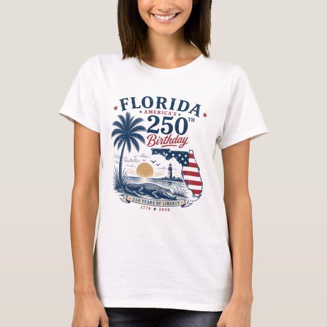 T-shirt 250e anniversaire de l'Amérique Floride Thème Trop (Devant)