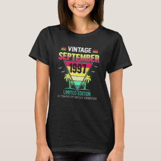 T-shirt 25 Ans Vieux Rétro Vintage Septembre 1997 25e Anni