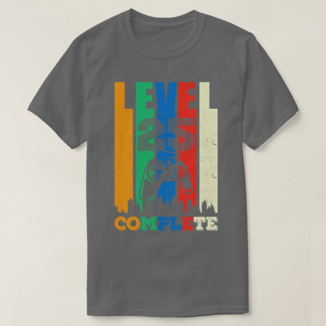 T-shirt 25e anniversaire niveau 25 cadeau complet (Design devant)