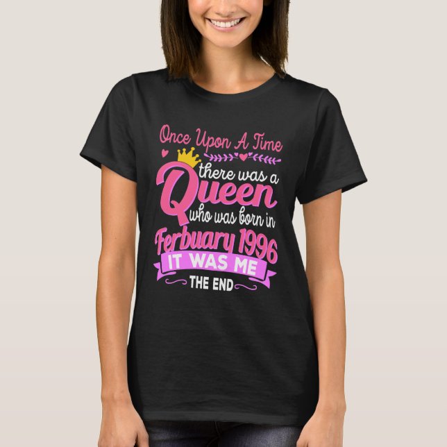 T-shirt 25e anniversaire Reine Février 1996 Filles Anniver (Devant)