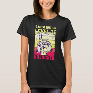 T-shirt 25th Birthday Video Gamer Edition Level 25 Unlocke