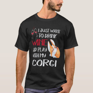 T-shirt 26 Je veux juste boire du vin Corgi