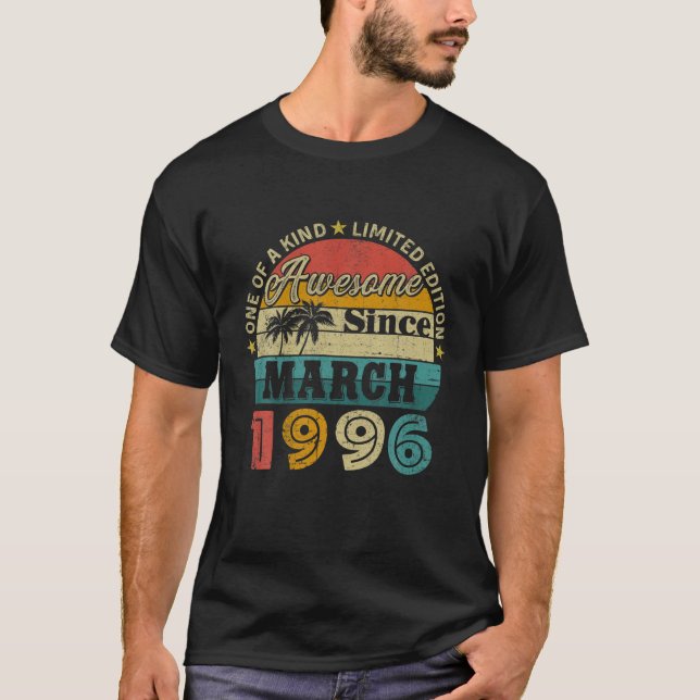 T-shirt 26E Anniversaire 26 Ans Cadeaux Awesome Depuis Mar (Devant)