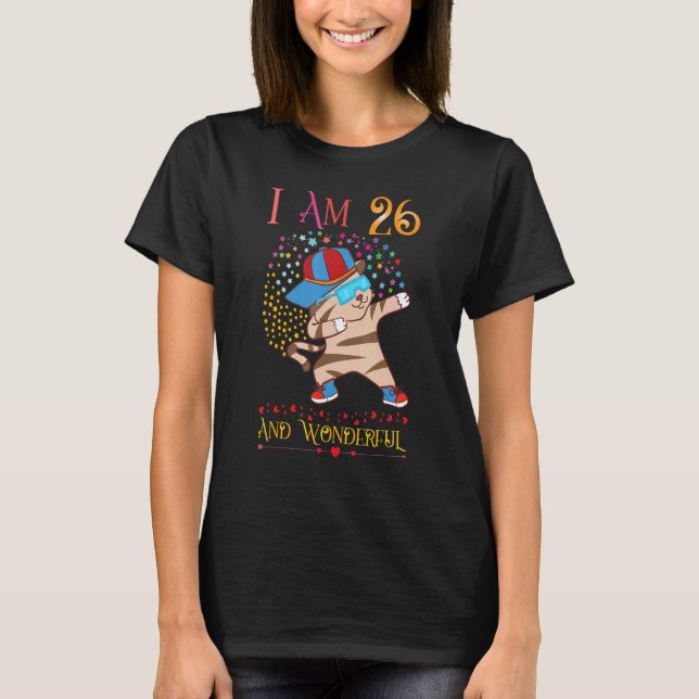 T-shirt 26e anniversaire pour ses femmes de chats en diffi (Devant)