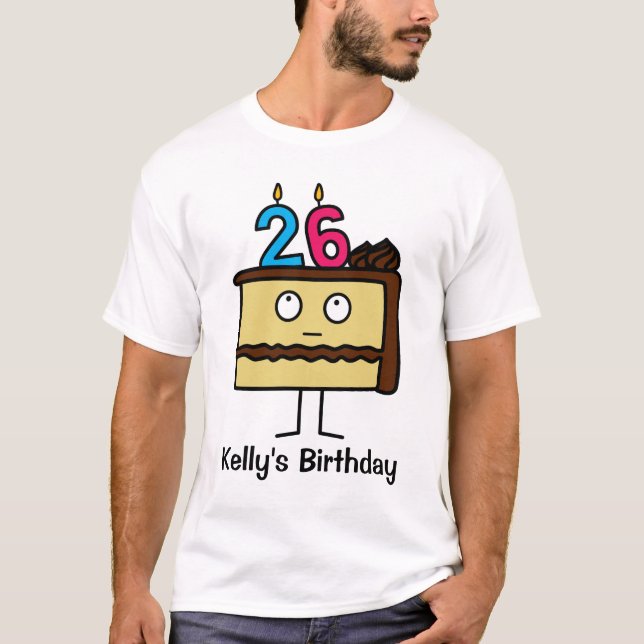 T-shirt 26ème Gâteau d'anniversaire avec des bougies (Devant)
