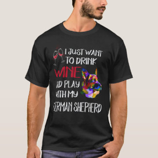 T-shirt 27 Je veux juste boire du vin et jouer avec mon al