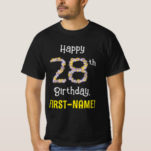 T-shirt 28e anniversaire : Fleurs florales Numéro "28" + N