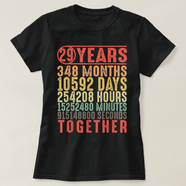 T-shirt 29 Année 29e anniversaire de Mariage Cadeaux pour  (Design devant)