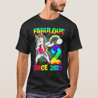 T-shirt 2 Ans 2e Anniversaire Unicorn Girl Fabulous Sin