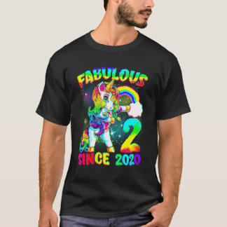 T-shirt 2 Ans 2e Anniversaire Unicorn Girl Fabulous Sin