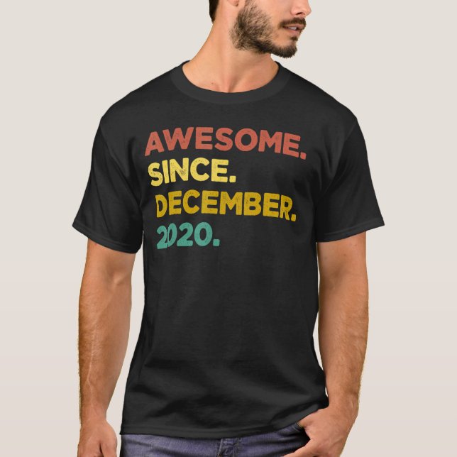 T-shirt 2 Ans Awesome depuis Décembre 2020 2e Naissance (Devant)