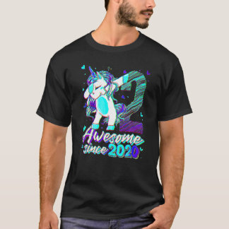 T-shirt 2 Ans Unicorn Dabbing 2e anniversaire fille Uni