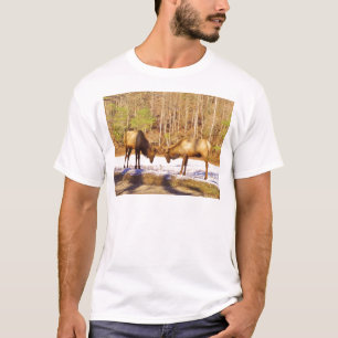 T-shirt 2~ deux Bull Elk dans la neige
