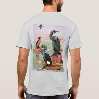 T-shirt 2 Espèces de cormorans, illustration avant/arrière