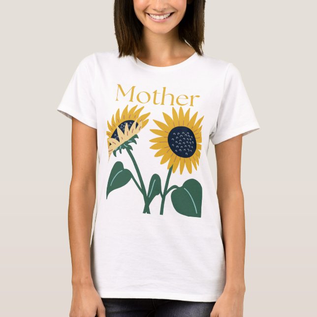 T-shirt 2 grands tournesols avec "Mère" (Devant)