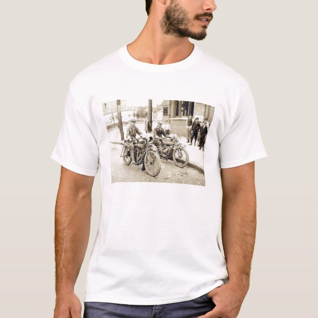 T-shirt 2 hommes sur la chemise de motos (Devant)