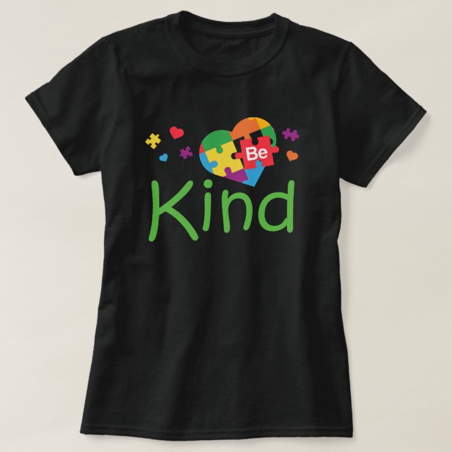 T-shirt 2 Sensibilisation sur l'autisme Côtés Be Kind Puzz (Design devant)