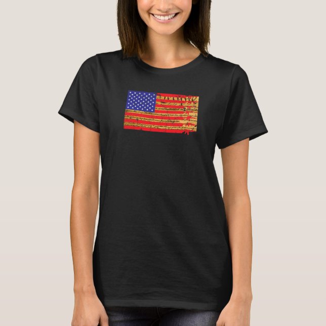 T-shirt 2e amendement Semi-fusil automatique Drapeau améri (Devant)