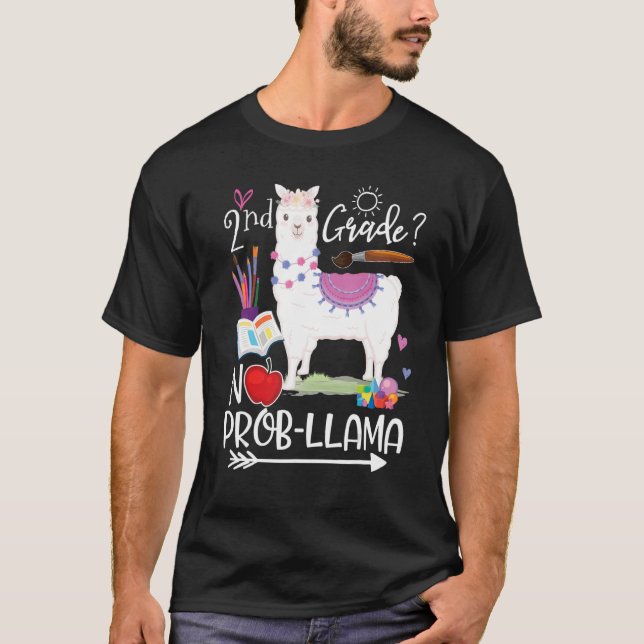 T-shirt 2e année No Prob Llama Premier jour de l'école (Devant)