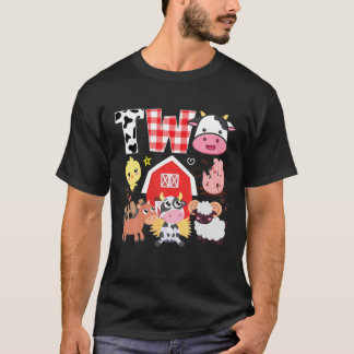 T-shirt 2E Anniversaire 2 Ans Thème Ferme Animaux Naissanc