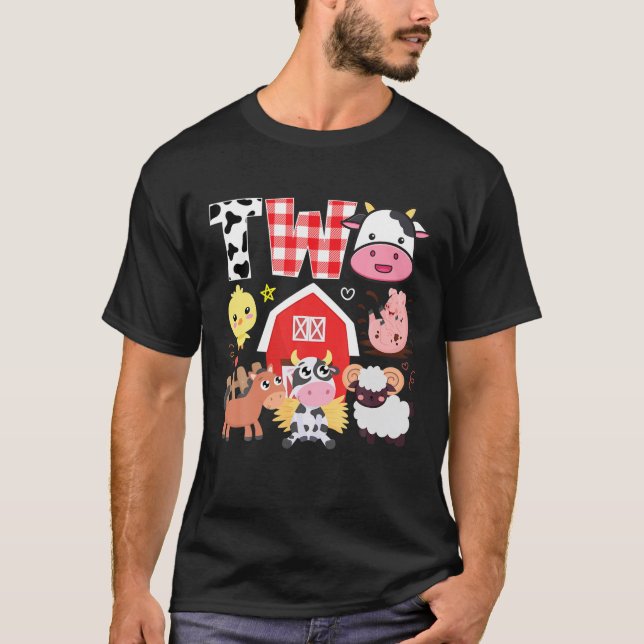 T-shirt 2E Anniversaire 2 Ans Thème Ferme Animaux Naissanc (Devant)