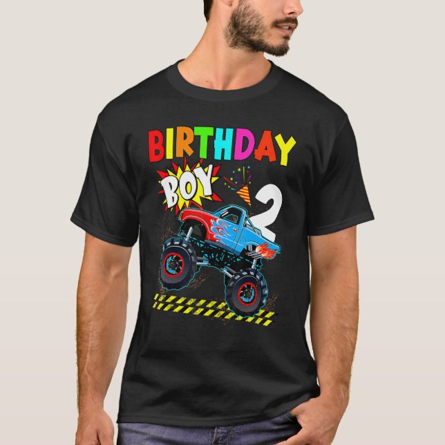 T-shirt 2e anniversaire Boy Blaze 2 an Vieux Monster Truck (Devant)