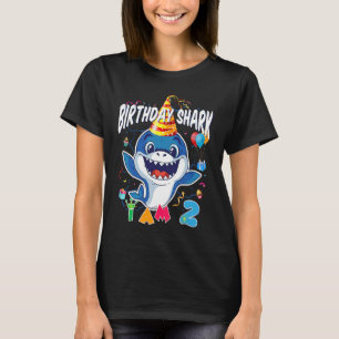T-shirt 2e anniversaire Boy Shark Birthday Party I Am 2 Ye