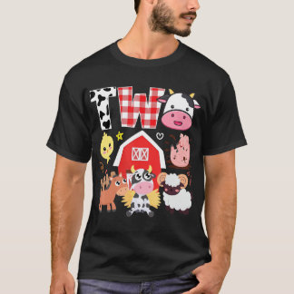 T-shirt 2e anniversaire Deux ans Vieux thème de ferme Anim