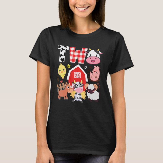T-shirt 2e anniversaire Deux ans Vieux thème de ferme Anim (Devant)