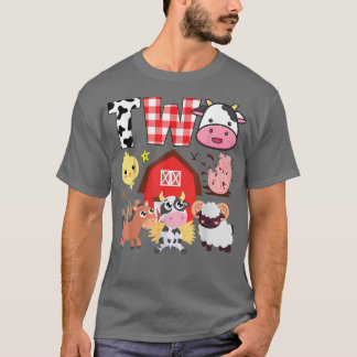 T-shirt 2e anniversaire Deux ans Vieux thème de ferme Anim